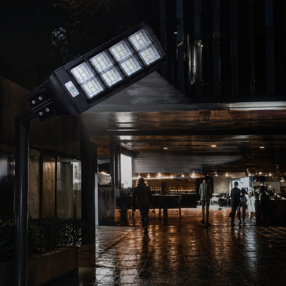 HAYAMI KL25-298 napelemes LED utcai lámpa 210 LED-del – kültéri mozgásérzékelős udvari világítás távirányítóval (BBD) 3