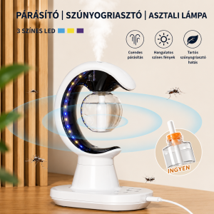 Hold alakú elektromos szúnyogirtó lámpa párásítóval és LED éjszakai fénnyel - fehér (BBM) - 3. kép