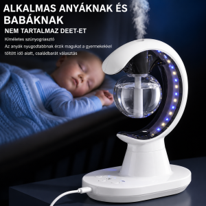 Hold alakú elektromos szúnyogirtó lámpa párásítóval és LED éjszakai fénnyel - fehér (BBM) - 6. kép