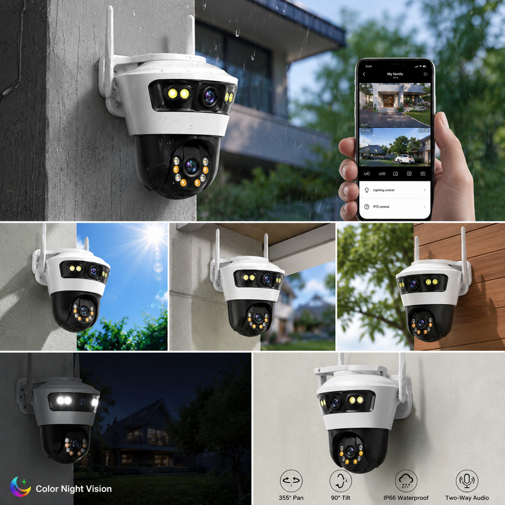 Jortan Dual Camera IP66 Smart WiFi kamera – kültéri forgatható biztonsági megfigyelő kamera éjjellátóval (BBD) 5