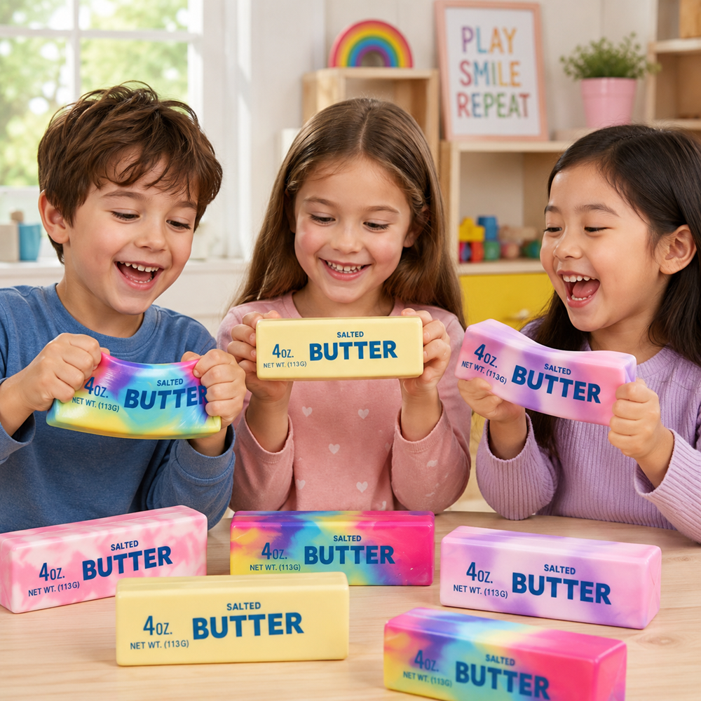 Mystery Butter Squishy stresszoldó játék 4oz – puha nyomkodható hab fidget játék random színekben (BBE) 2