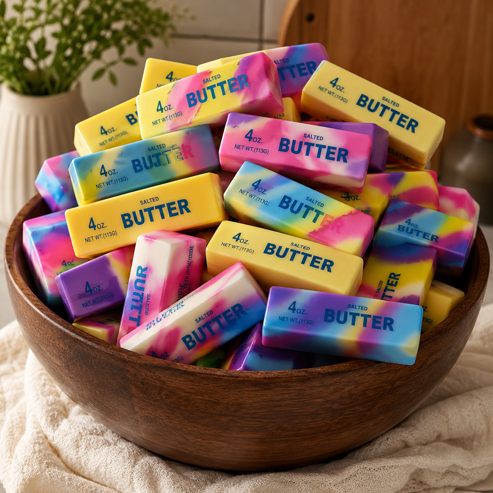 Mystery Butter Squishy stresszoldó játék 4oz – puha nyomkodható hab fidget játék random színekben (BBE) 3