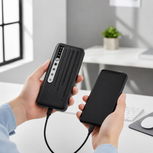 PB-20000 LCD powerbank 20000mAh – hordozható gyorstöltő külső akkumulátor 3 USB porttal (THM) - 5. kép