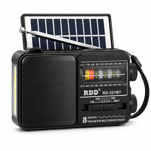 RDD hordozható Bluetooth rádió és napelemes LED hangszóró USBTF lejátszóval – RD-321BTS (BBJH) 1