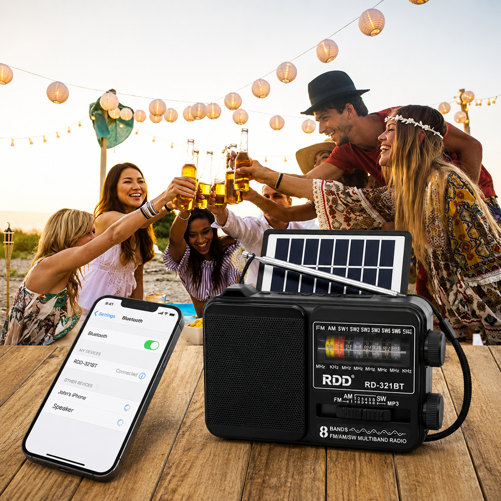 RDD hordozható Bluetooth rádió és napelemes LED hangszóró USBTF lejátszóval – RD-321BTS (BBJH) 4