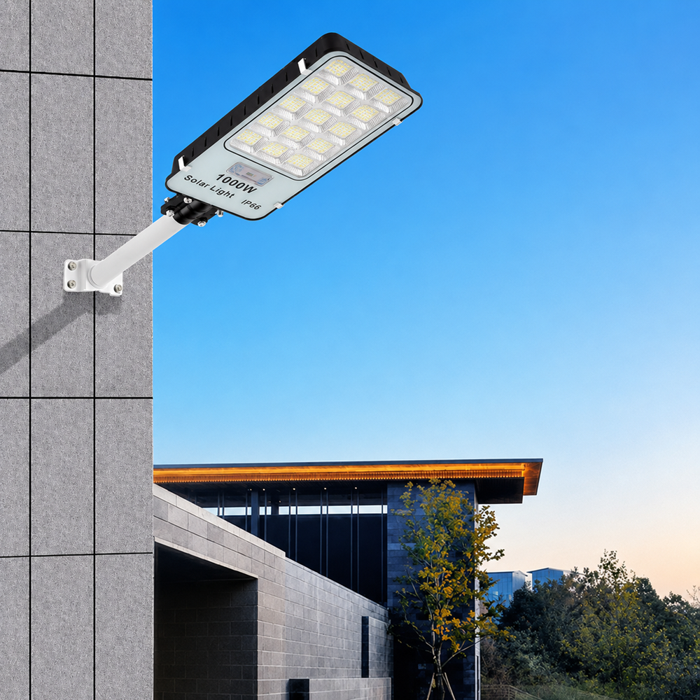 SL-88895 napelemes LED utcai lámpa 800W – IP66 kültéri mozgásérzékelős udvari világítás távirányítóval (BBD) 2