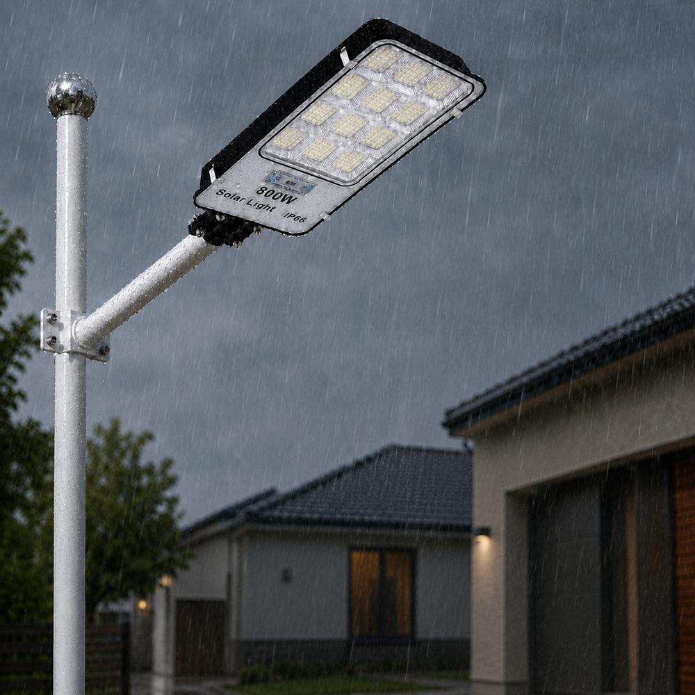 SL-88895 napelemes LED utcai lámpa 800W – IP66 kültéri mozgásérzékelős udvari világítás távirányítóval (BBD) 6