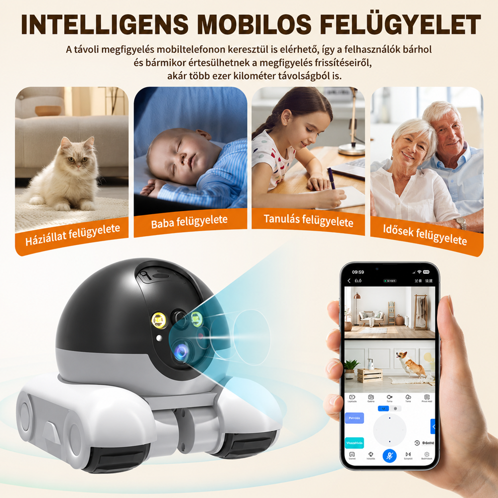SXT-046 távirányítós megfigyelő robotkamera – WiFi FPV kamera autó éjjellátó LED világítással (BBD) 5