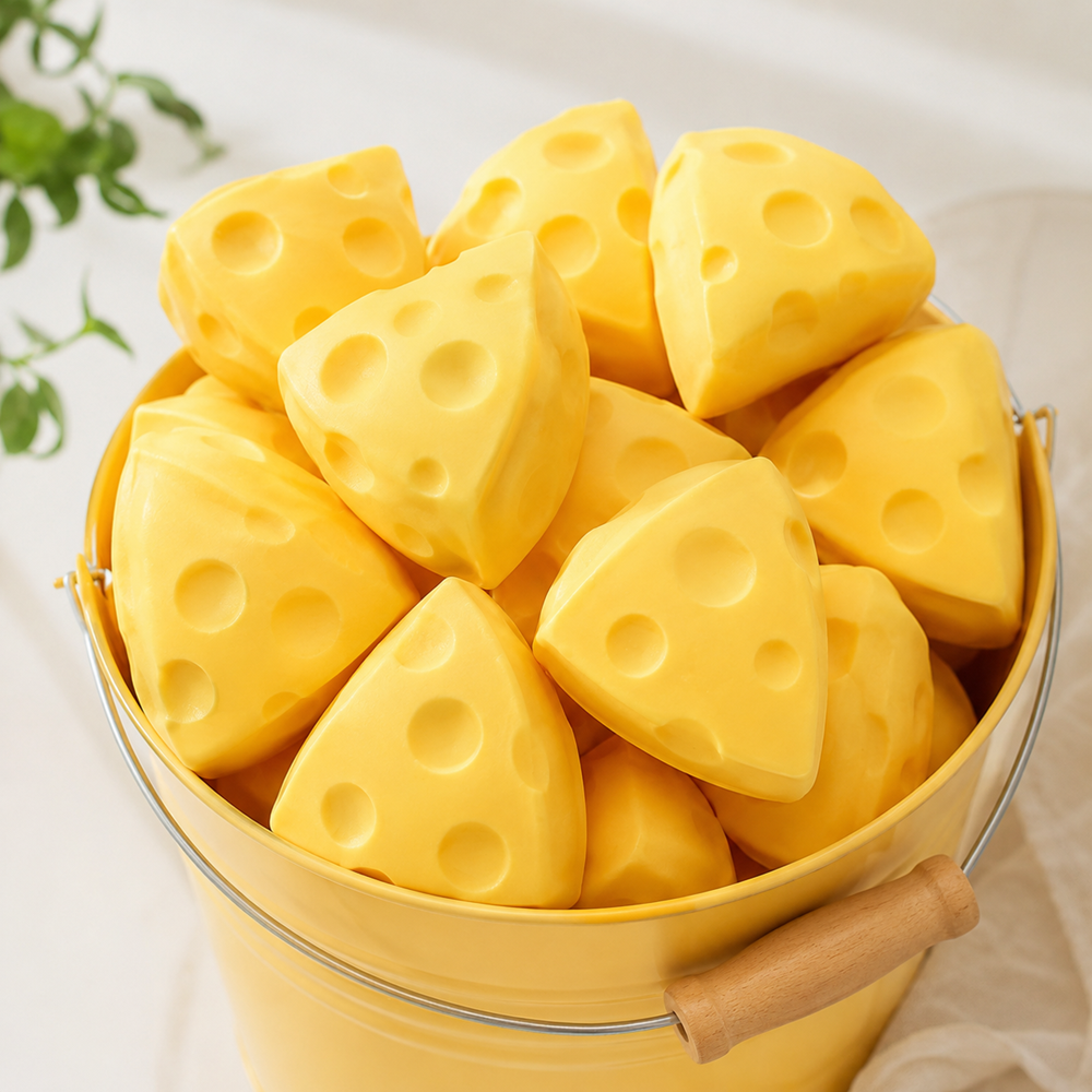 Sajt squishy stresszlabda – puha nyomkodható sajt formájú fidget játék gyerekeknek (BBE) 5