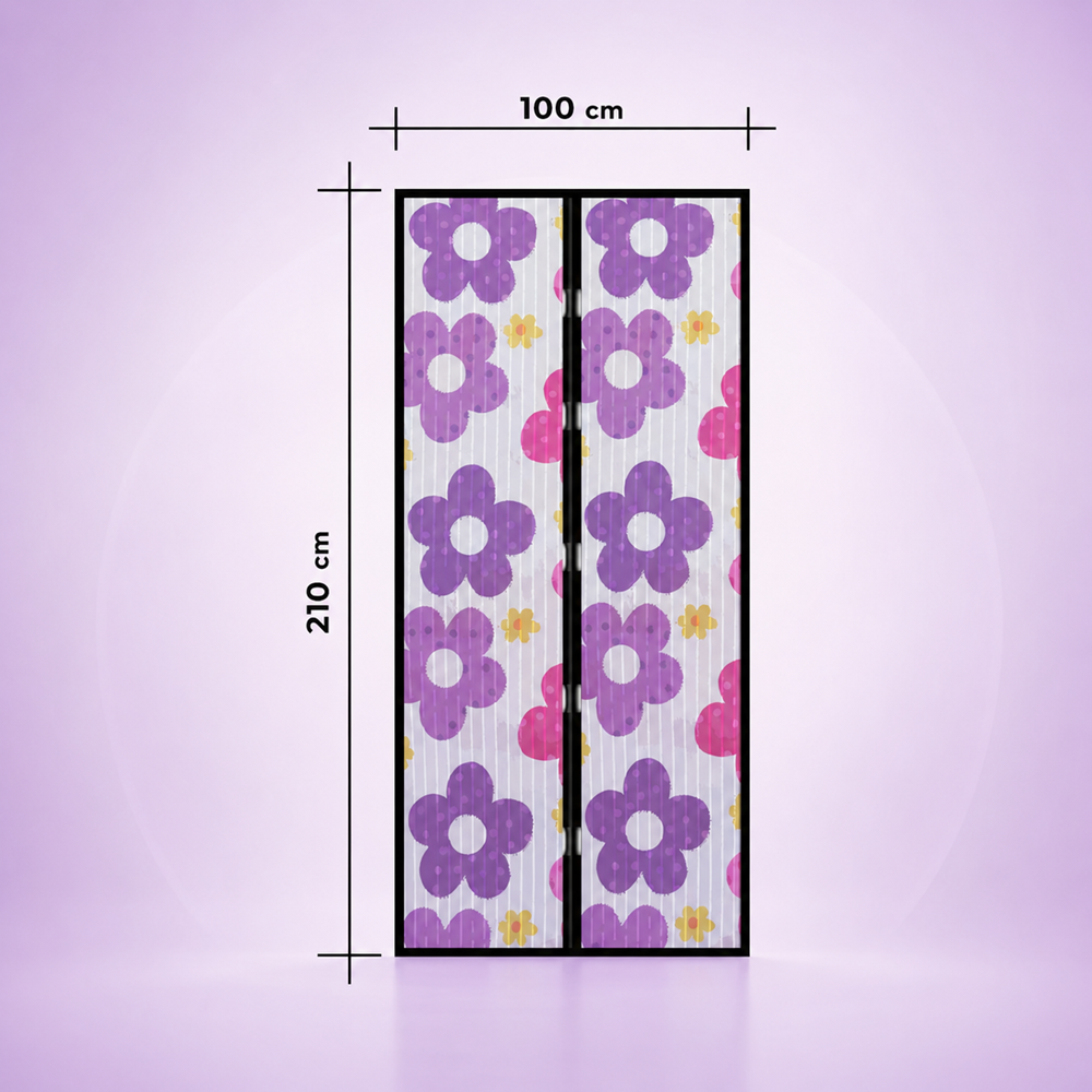 Színes virágos mágneses szúnyogháló ajtóra 100×210 cm – automata záródású rovarháló függöny (GL-11398I) 3