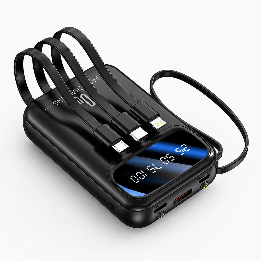 XNEN XN-458S powerbank 10000mAh – 65W szupergyors töltő beépített kábelekkel és digitális kijelzőve (THM) 1