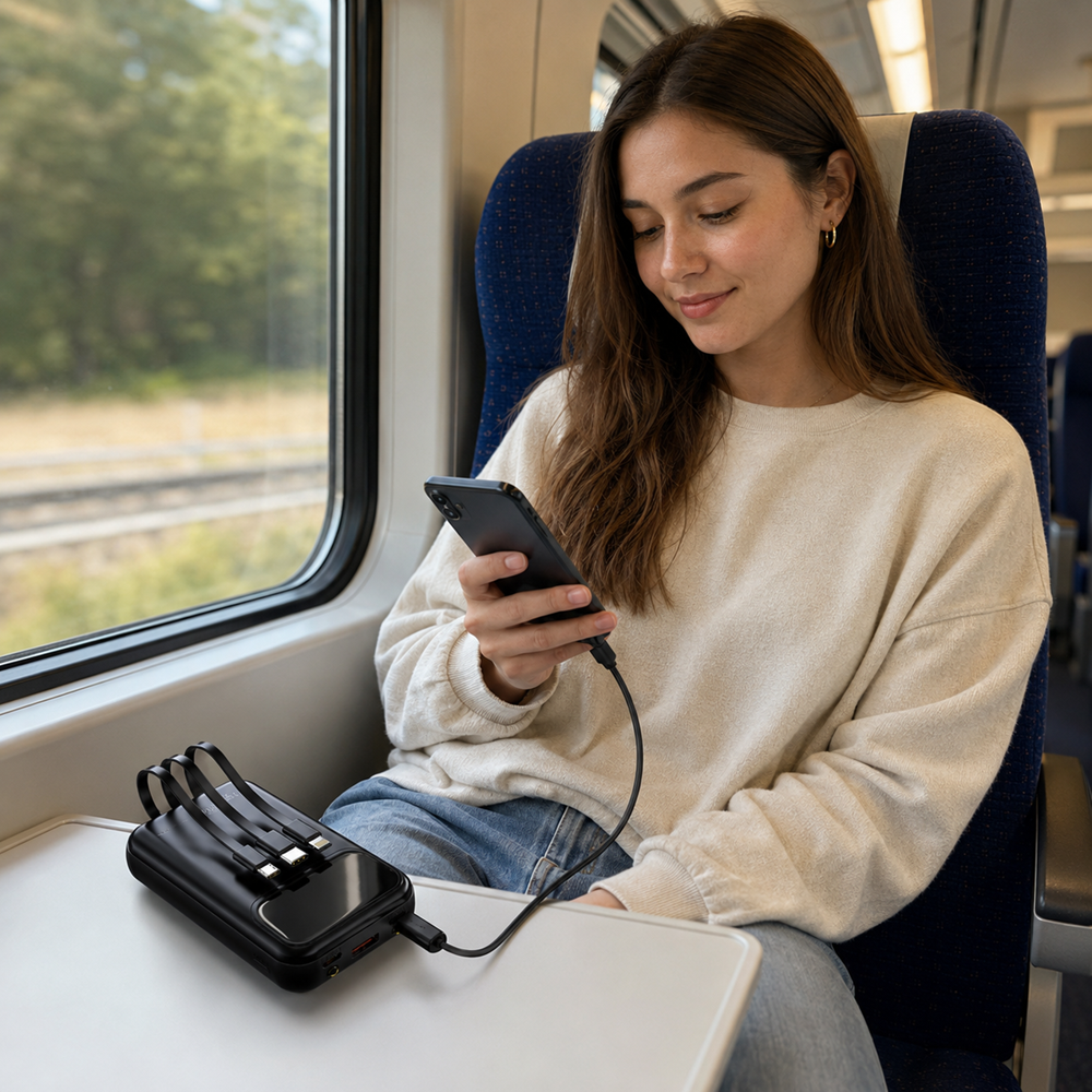 XNEN XN-458S powerbank 10000mAh – 65W szupergyors töltő beépített kábelekkel és digitális kijelzőve (THM) 2