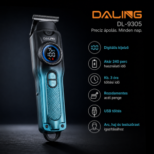 Daling DL-9305 férfi grooming szett digitális kijelzővel – többfunkciós hajvágó, szakállvágó és trimmer készlet (BBD) - 4. kép