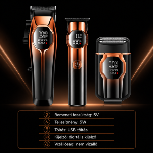 Daling DL-9308 3 az 1-ben grooming szett digitális kijelzővel – hajvágó, trimmer és borotva készlet (BBD) - 5. kép