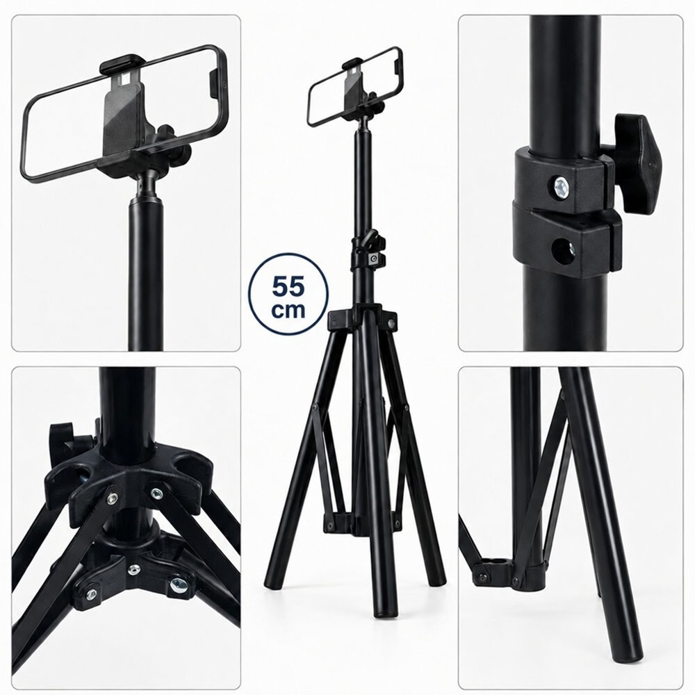 EZRA HL97-1 55 cm-es telefon tripod állvány – állítható mobiltelefon tartó fotózáshoz és videózáshoz (THM) 5