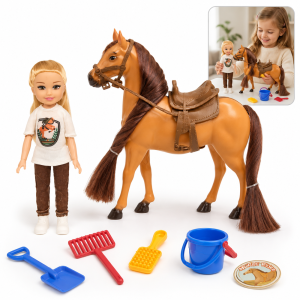 Horse Rider lovas baba játékszett lóval – lovaglós szerepjáték kiegészítőkkel (BBMJ) - 5. kép