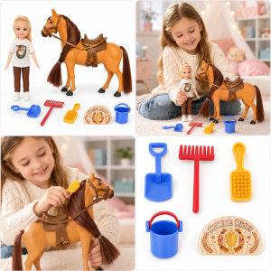 Horse Rider lovas baba játékszett lóval – lovaglós szerepjáték kiegészítőkkel (BBMJ) - 4. kép