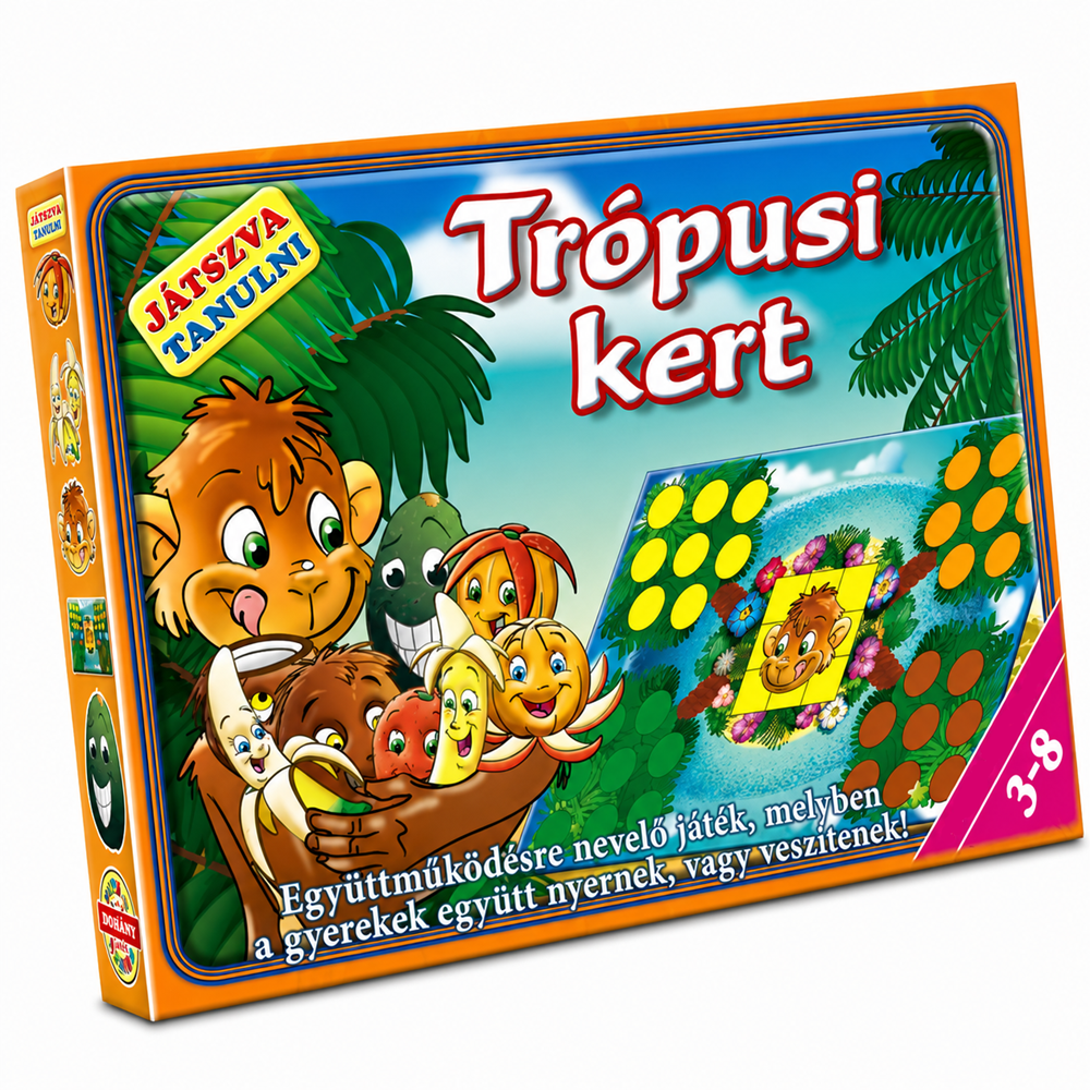 Trópusi kert – kooperatív együttműködésre nevelő társasjáték gyerekeknek, 3–8 éves kortól (BBMJ)