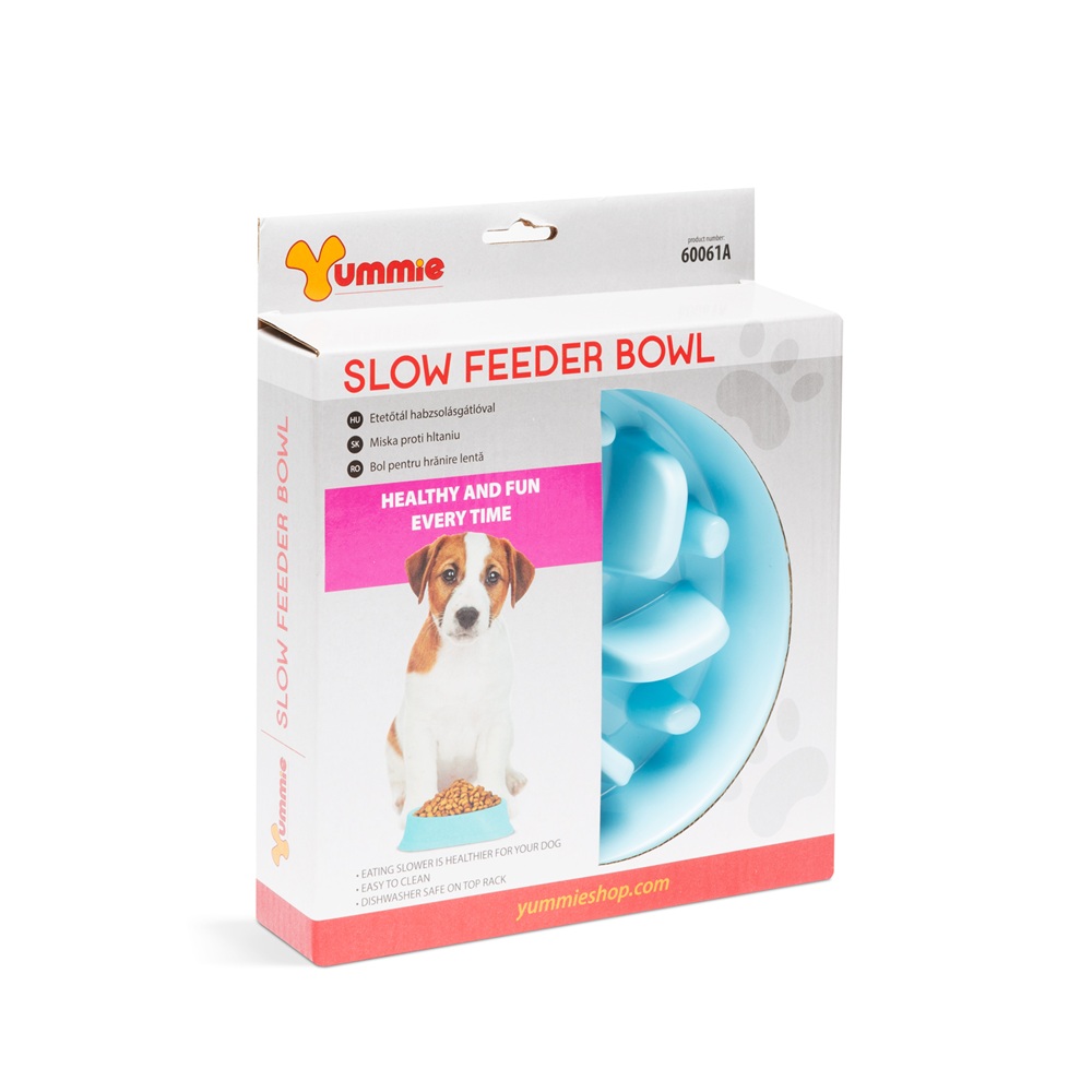 Habzsolásgátló lassító etetőtál kutyáknak – slow feeder tál – kék 20×20×4,5 cm2
