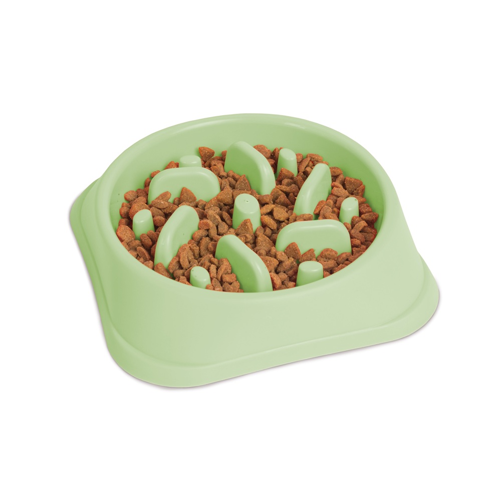 Habzsolásgátló lassító etetőtál kutyáknak – slow feeder tál – zöld 20×20×4,5 cm (GL-60061C)