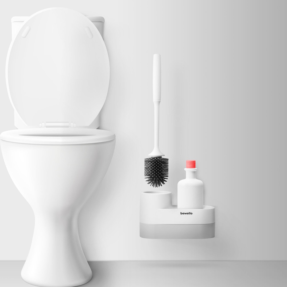 Szilikon WC-kefe tartóval – falra rögzíthető, helytakarékos fürdőszobai szett (GL-BW3007)4