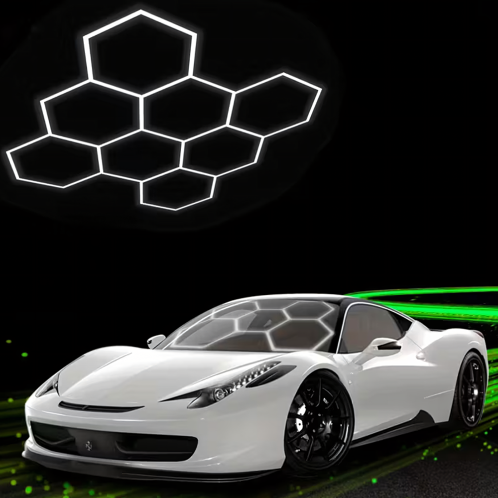 Hexagon LED műhely- és garázsvilágítás mennyezeti panellámpa 280W – 257×244 cm, 6500K (BBRLB2077)10