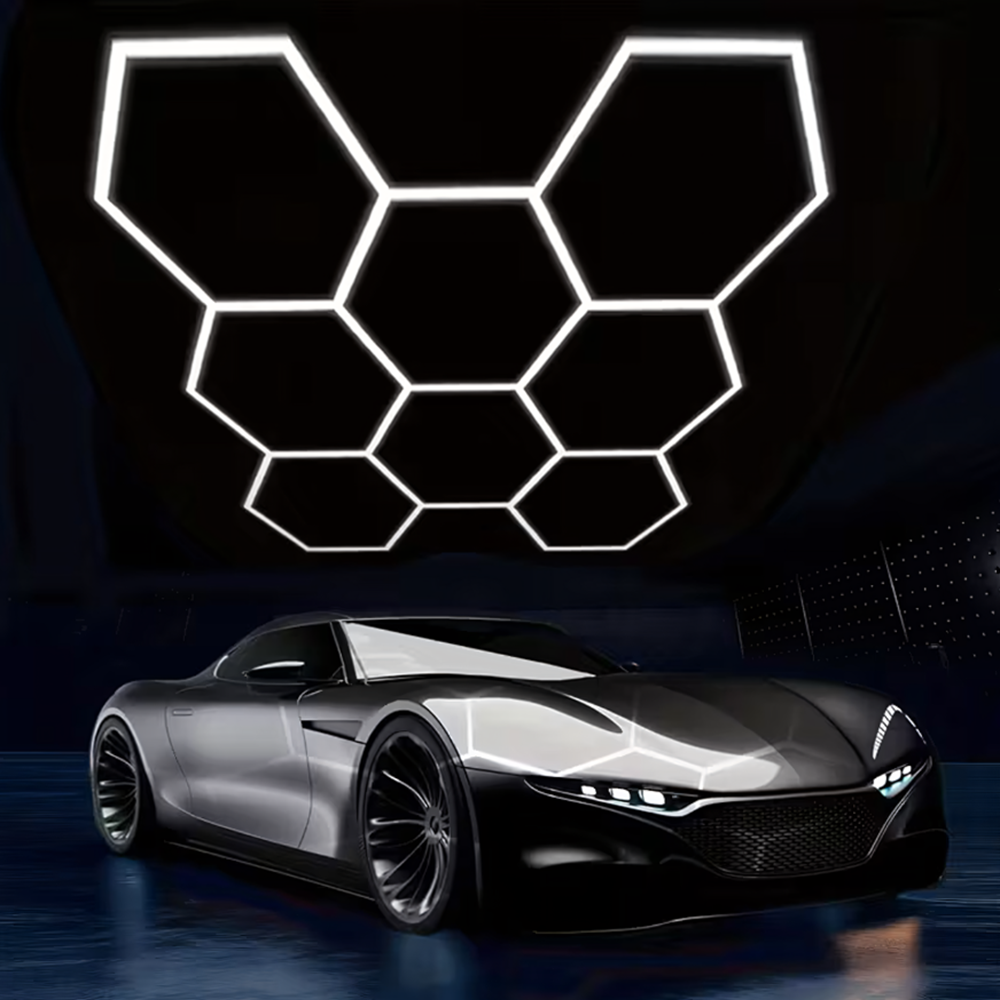 Hexagon LED műhely- és garázsvilágítás mennyezeti panellámpa 280W – 257×244 cm, 6500K (BBRLB2077)11