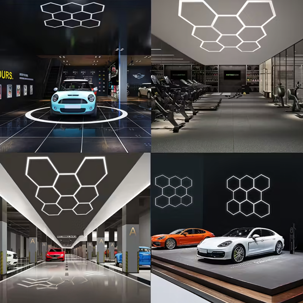 Hexagon LED műhely- és garázsvilágítás mennyezeti panellámpa 280W – 257×244 cm, 6500K (BBRLB2077)3