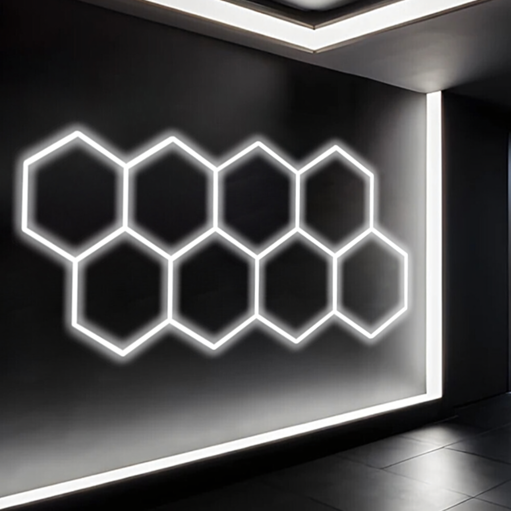 Hexagon LED műhely- és garázsvilágítás mennyezeti panellámpa 280W – 257×244 cm, 6500K (BBRLB2077)4