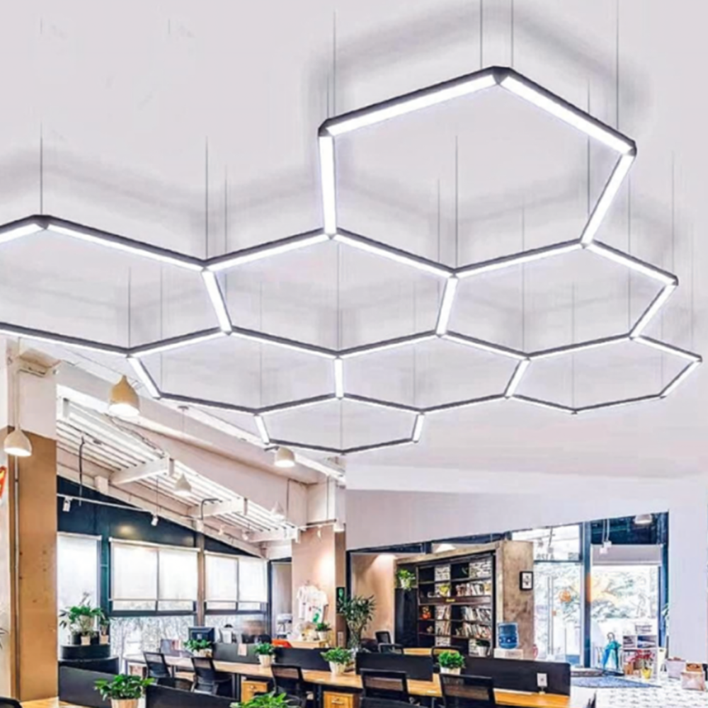 Hexagon LED műhely- és garázsvilágítás mennyezeti panellámpa 280W – 257×244 cm, 6500K (BBRLB2077)5