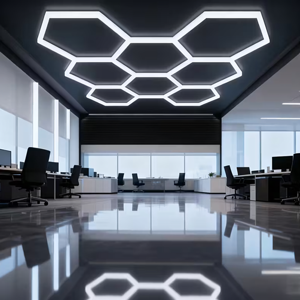 Hexagon LED műhely- és garázsvilágítás mennyezeti panellámpa 280W – 257×244 cm, 6500K (BBRLB2077)7