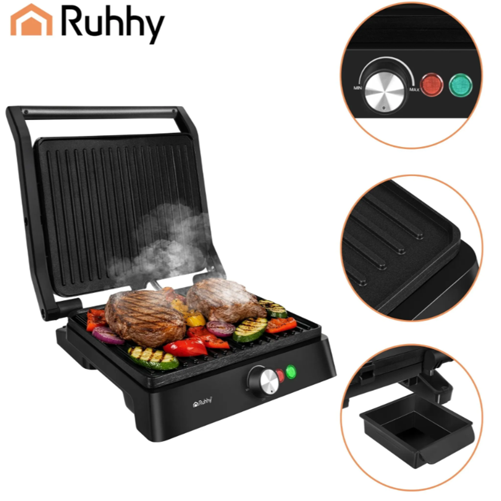 Ruhhy elektromos grillsütő 2000 W – praktikus asztali grill húsokhoz és zöldségekhez (WNDR26176)6