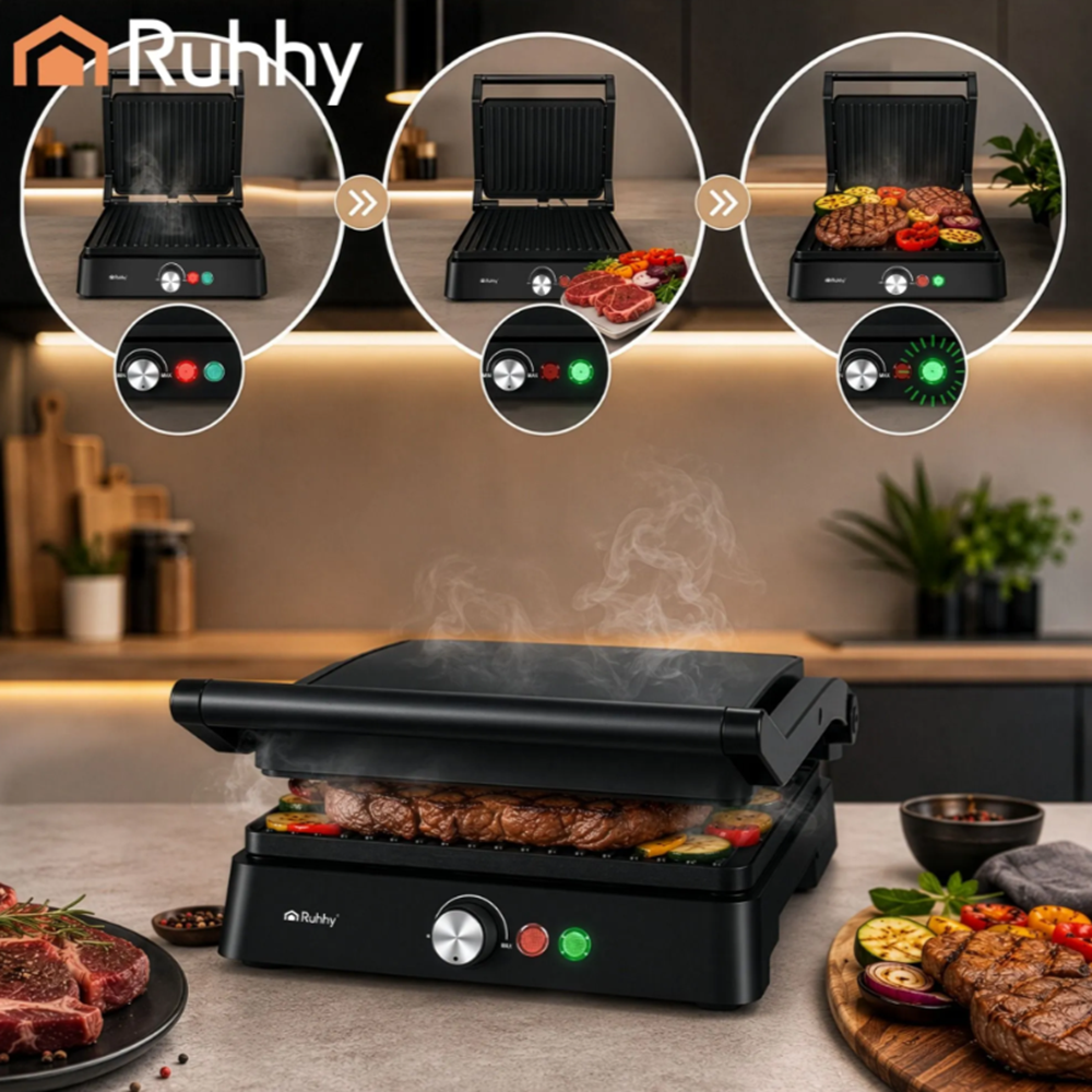 Ruhhy elektromos grillsütő 2000 W – praktikus asztali grill húsokhoz és zöldségekhez (WNDR26176)8
