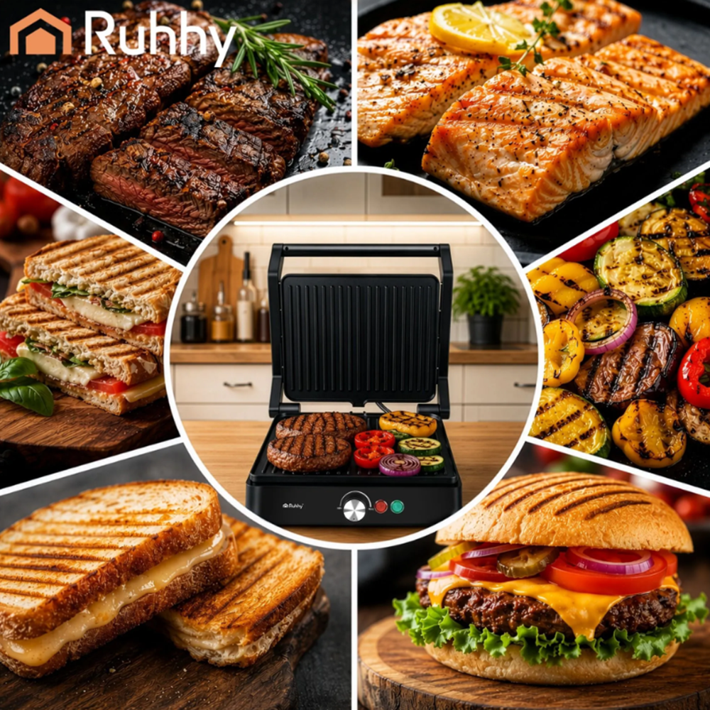 Ruhhy elektromos grillsütő 2000 W – praktikus asztali grill húsokhoz és zöldségekhez (WNDR26176)9