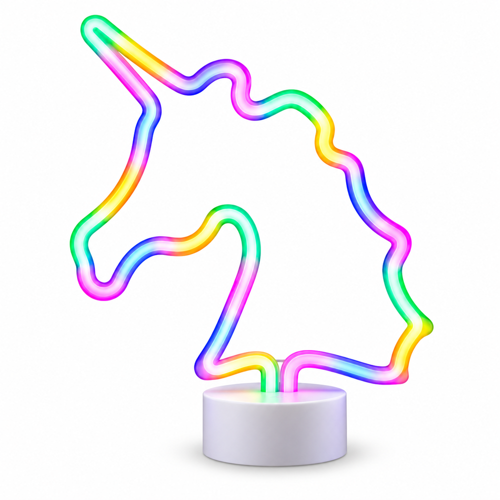 Színes unikornis LED neon lámpa – USB-ről és elemmel működő dekorációs fény, 28,5 × 8,5 × 24,5 cm (GL-43996B )