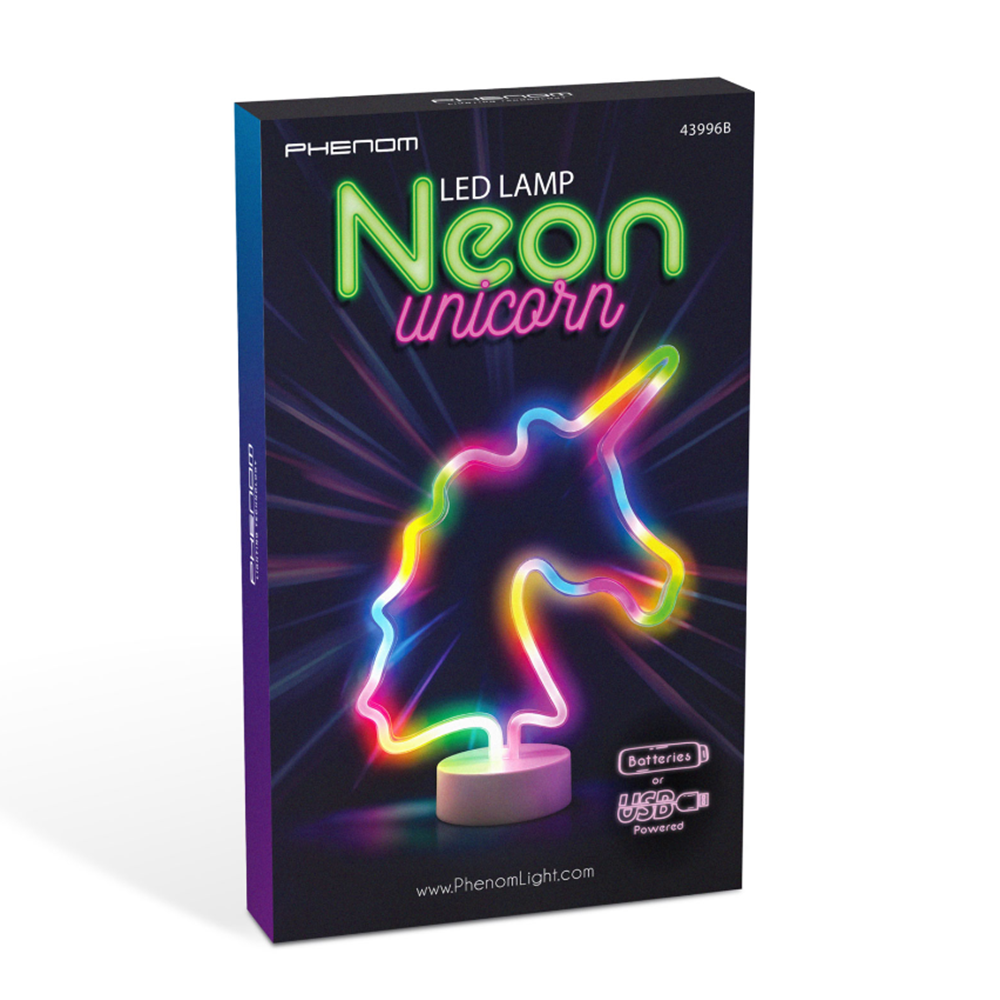 Színes unikornis LED neon lámpa – USB-ről és elemmel működő dekorációs fény, 28,5 × 8,5 × 24,5 cm (GL-43996B )3