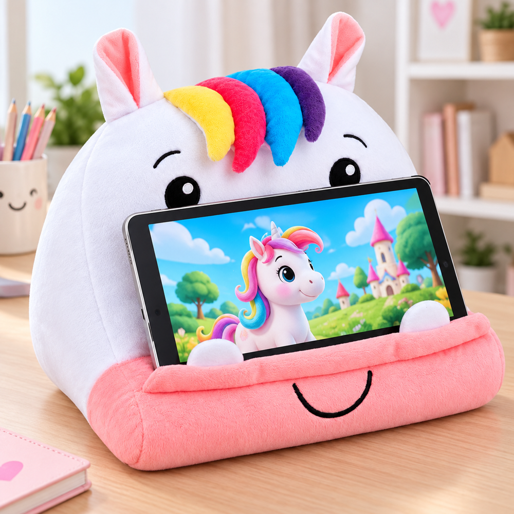 Unikornisos plüss tablettartó párna – 33 × 27 × 18 cm (EDC)3