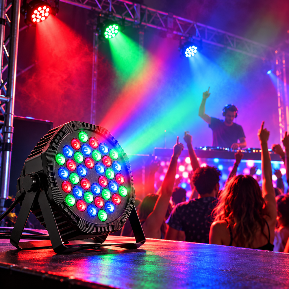 36 LED-es RGB PAR színpadi fény – hangvezérléssel (BBD)